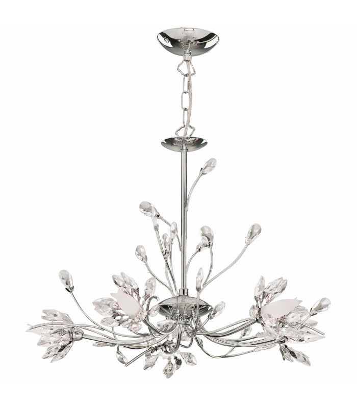 Hibiscus 5 Light Ceiling Chrome Clear Glass_Off
