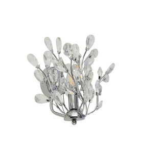 Bouquet 1 Light Chrome Wall Light Crystal Glass_Off