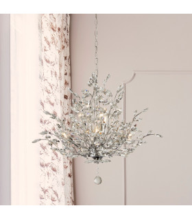 Bouquet 11 Light Chrome Pendant Crystal Glass_Room
