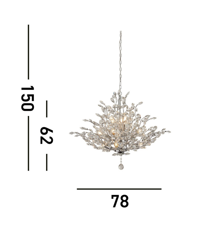 Bouquet 11 Light Chrome Pendant Crystal Glass_Line