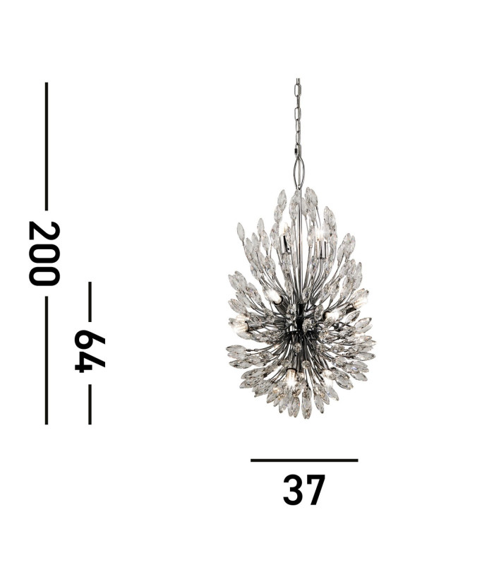 Peacock 14 Light Pendant Crystal_Line