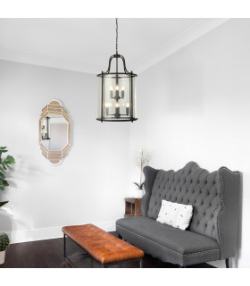 Lantern Grande  8 Light Black Clear Glass_Room