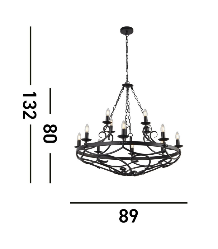 Cartwheel 12 Light Pendant Chain Black_Line