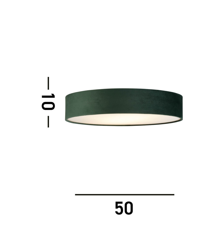 Drum Pleat 3 Light Velvet Flush Green Shade_Line