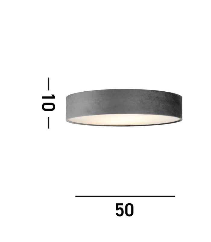 Drum Pleat 3 Light Velvet Flush Grey Shade_Line