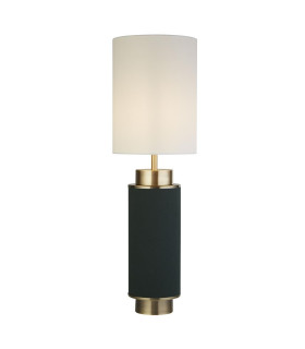 Flask 1 Light Table Lamp Dark Green Linen Antique Brass And White Shade_Main
