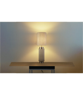 Flask 1 Light Table Lamp Natural Hessian Satin Nickel And Natural Shade_Room