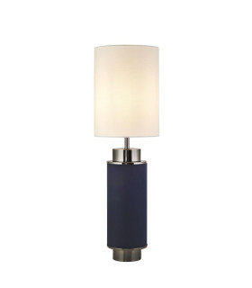 Flask 1 Light Table Lamp Blue Linen Black Nickel And White Shade_Main