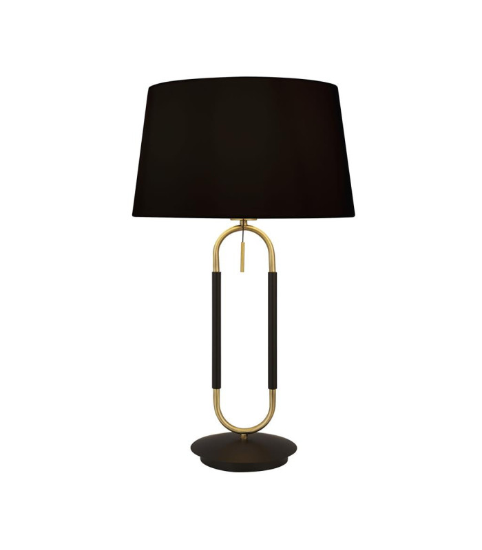 Jazz 1 Light Table Lamp Satin Brass And Black Black Velvet Shade Pull Switch_Main