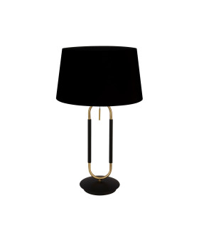 Jazz 1 Light Table Lamp Satin Brass And Black Black Velvet Shade Pull Switch_Off