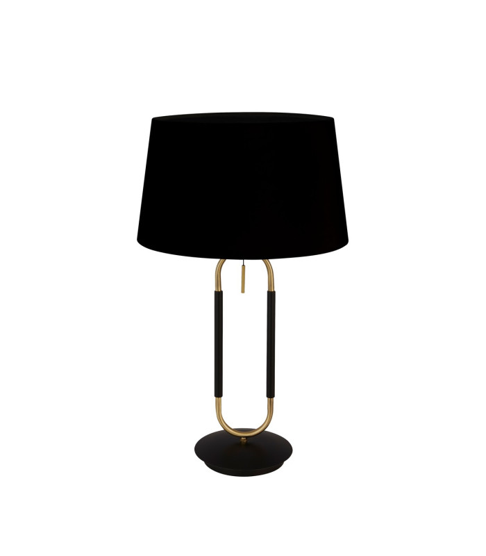 Jazz 1 Light Table Lamp Satin Brass And Black Black Velvet Shade Pull Switch_Off