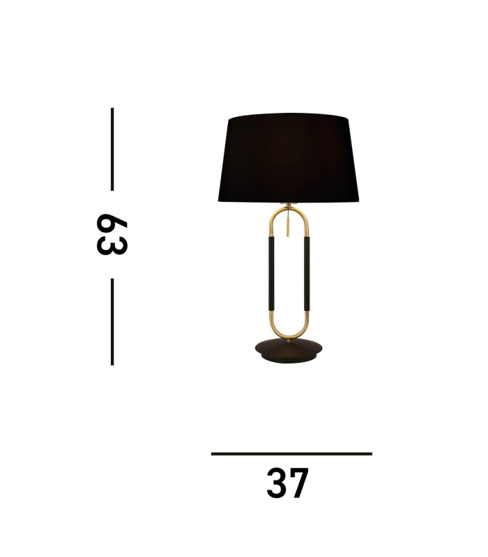 Jazz 1 Light Table Lamp Satin Brass And Black Black Velvet Shade Pull Switch_Line
