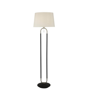 Jazz 1 Light Floor Lamp Satin Silver And Black White Velvet Shade Pull Switch_Main