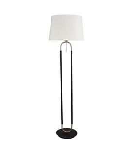 Jazz 1 Light Floor Lamp Satin Silver And Black White Velvet Shade Pull Switch_Off