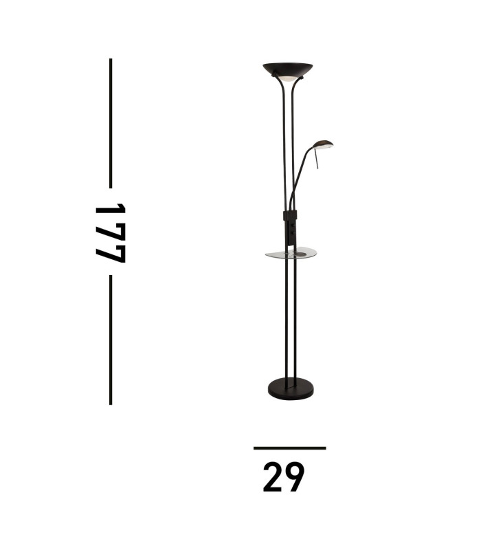 LED Mother And Child Floor Lamp Usb And Wireless Charging Matt Black 3000K_Line