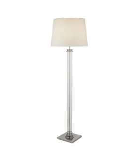 Pedestal Floor Lamp Glass Column & Satin Silver Base Cream Shade_Main