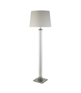 Pedestal Floor Lamp Glass Column & Satin Silver Base Cream Shade_Off
