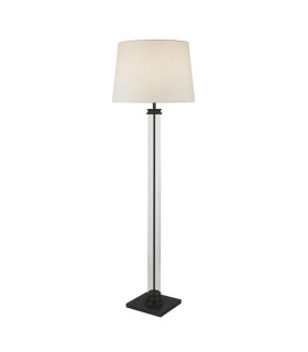 Pedestal Floor Lamp Glass Column & Black Base White Shade_Main