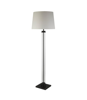 Pedestal Floor Lamp Glass Column & Black Base White Shade_Off