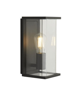 Bakerloo 1 Light E27 Outdoor Boxed Wall/Porch Light Dark Grey Clear Glass IP44_Main