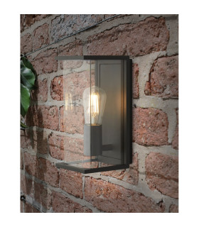Bakerloo 1 Light E27 Outdoor Boxed Wall/Porch Light Dark Grey Clear Glass IP44_Room