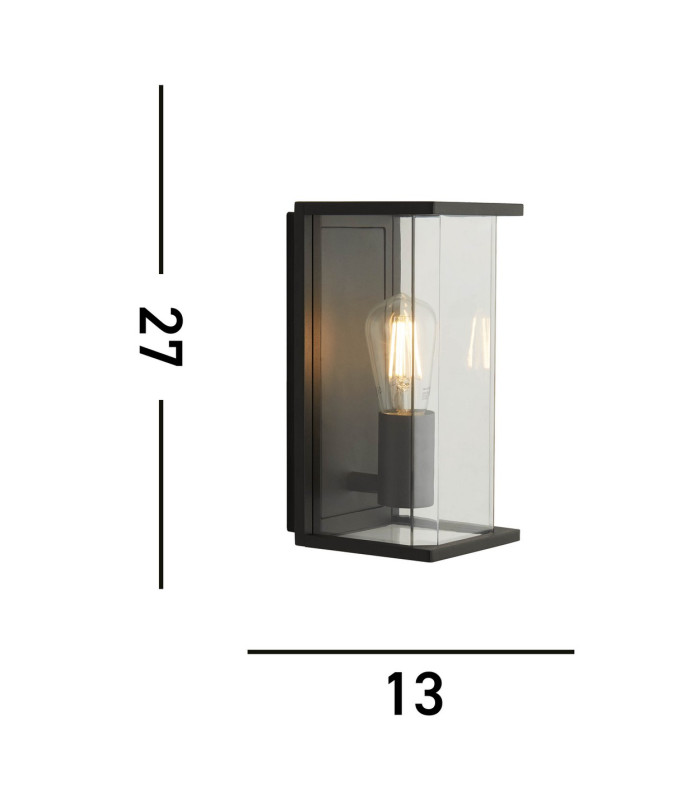 Bakerloo 1 Light E27 Outdoor Boxed Wall/Porch Light Dark Grey Clear Glass IP44_Line
