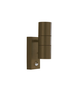 Metro LED Outdoor & Porch (GU10 LED) Wall Light 2 Light + Sensor Rust Brown IP44_Off
