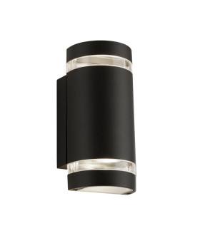 Sheffield Outdoor 2 Light Curved Wall Bracket Black Clear Diffuser IP44 2700K_Main