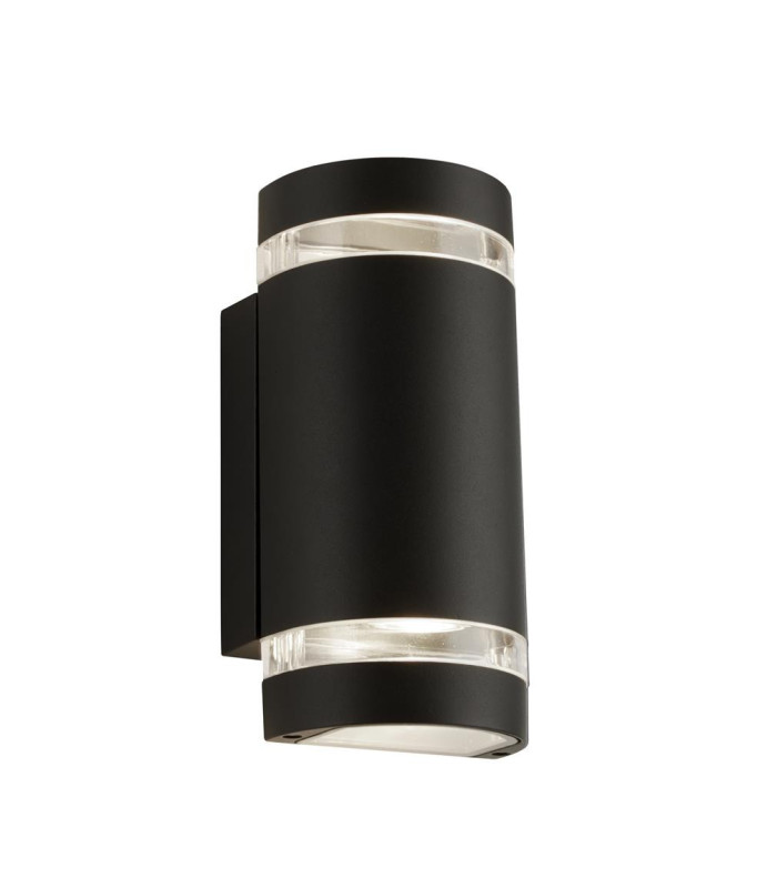 Sheffield Outdoor 2 Light Curved Wall Bracket Black Clear Diffuser IP44 2700K_Main
