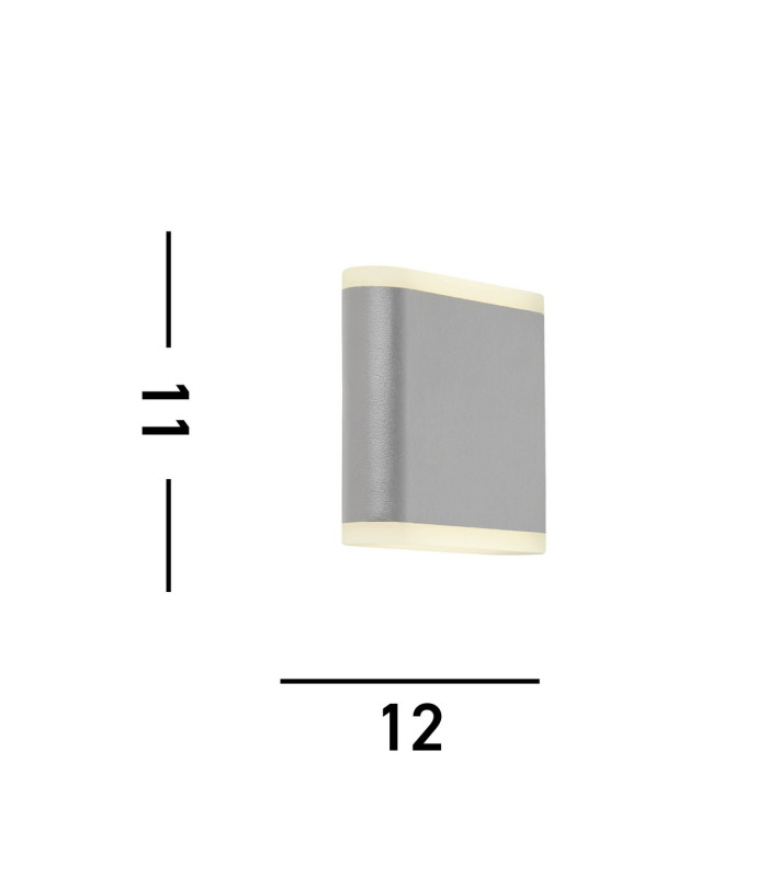 Stratford Outdoor LED Up/Down Wall Light Grey Frosted Diffuser IP44 4000K_Line