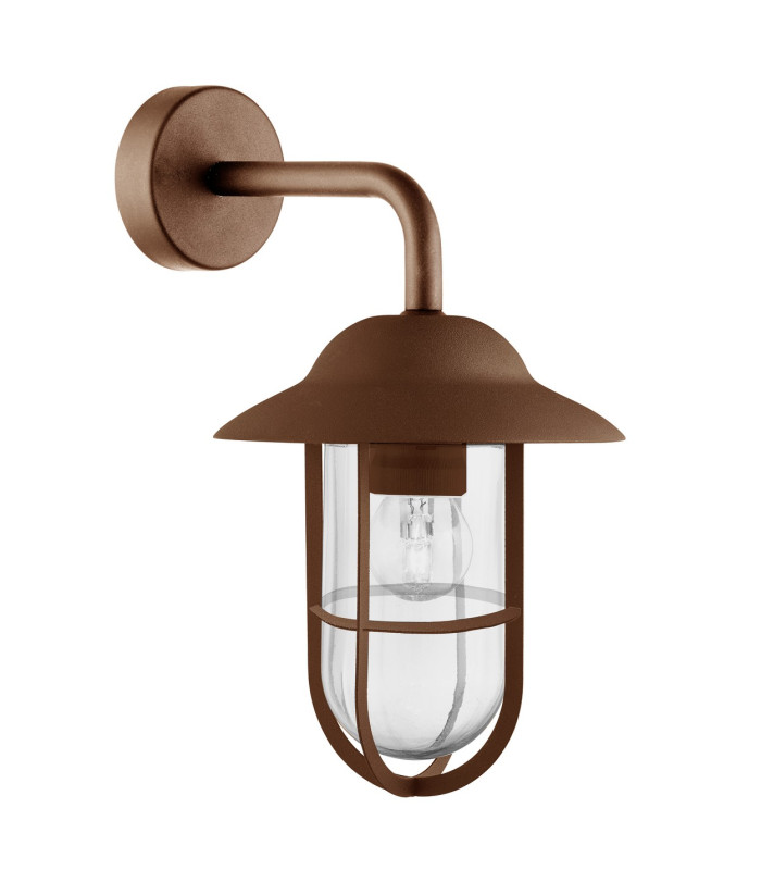 Toronto 1 Light Outdoor Wall Bracket Clear Glass Rust Brown IP44_Off