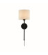 Munich Adjustable Wall Light Matt Black Linen Shade_Main