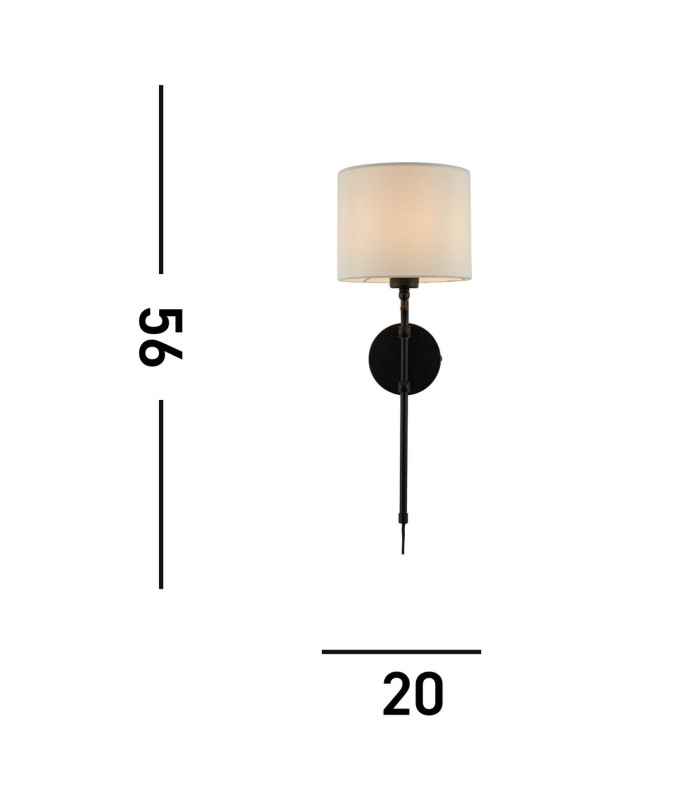 Munich Adjustable Wall Light Matt Black Linen Shade_Line