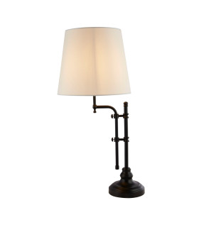 Munich Adjustable Table Lamp Matt Black Linen Shade_Main