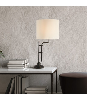 Munich Adjustable Table Lamp Matt Black Linen Shade_Room