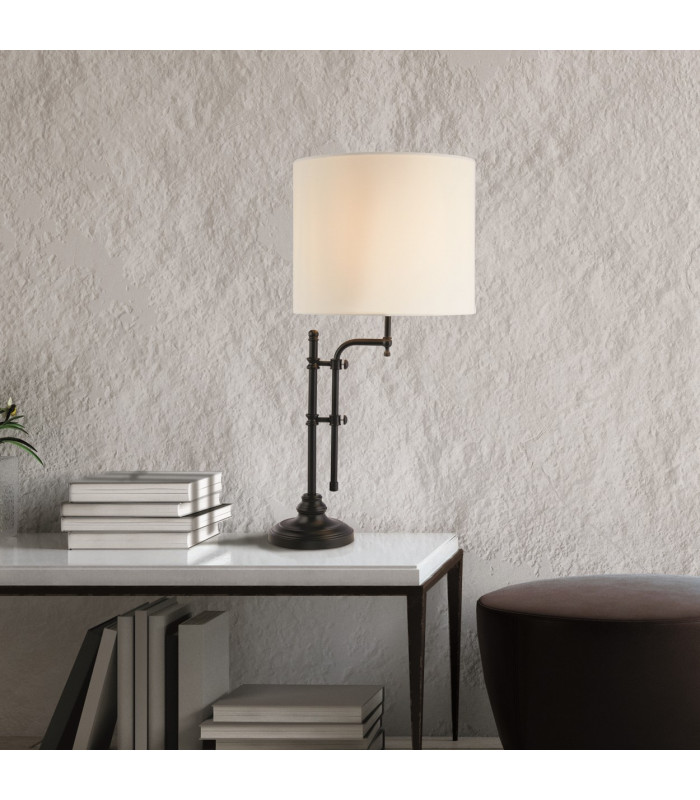 Munich Adjustable Table Lamp Matt Black Linen Shade_Room