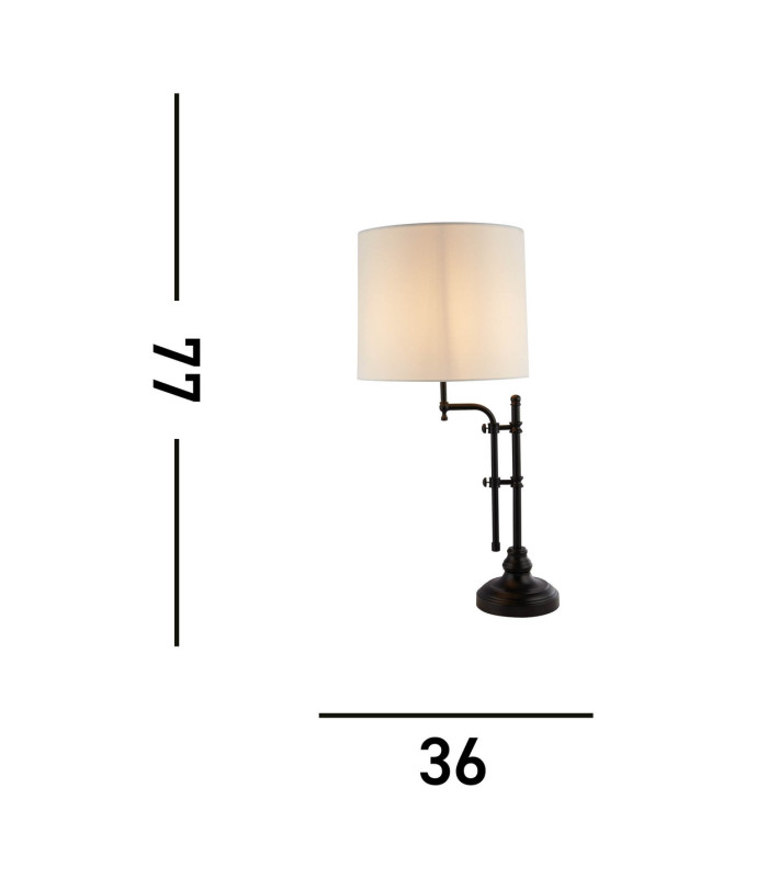 Munich Adjustable Table Lamp Matt Black Linen Shade_Line