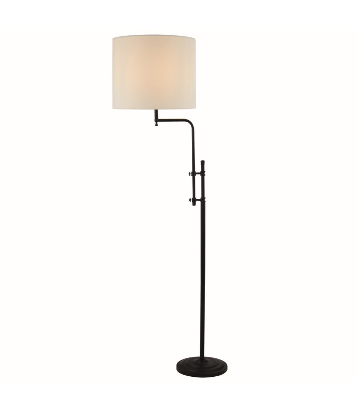 Munich Adjustable Floor Lamp Matt Black Linen Shade_Main