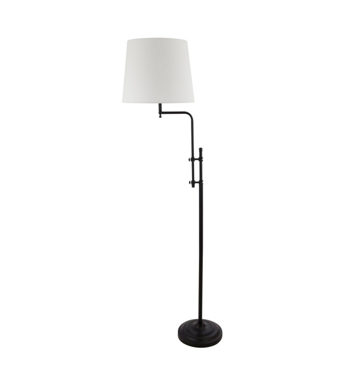 Munich Adjustable Floor Lamp Matt Black Linen Shade_Off