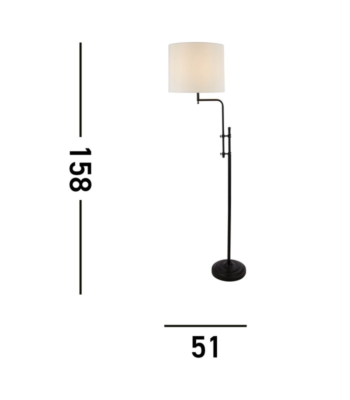 Munich Adjustable Floor Lamp Matt Black Linen Shade_Line