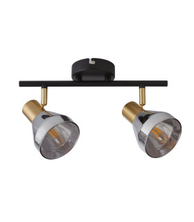 Westminster 2 Light Spotlight BlackSatin Brass & Smoked Glass_Off