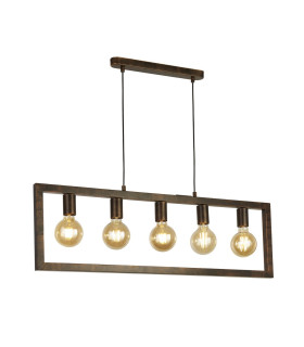 Oblong 5 Light Ceiling Pendant Rustic Brown_Main