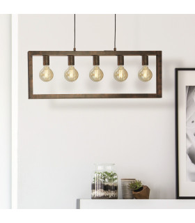 Oblong 5 Light Ceiling Pendant Rustic Brown_Room