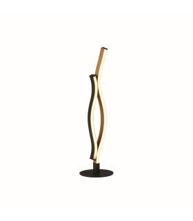 Bloom Swirl LED Table Lamp Black With Wood Effect_Main