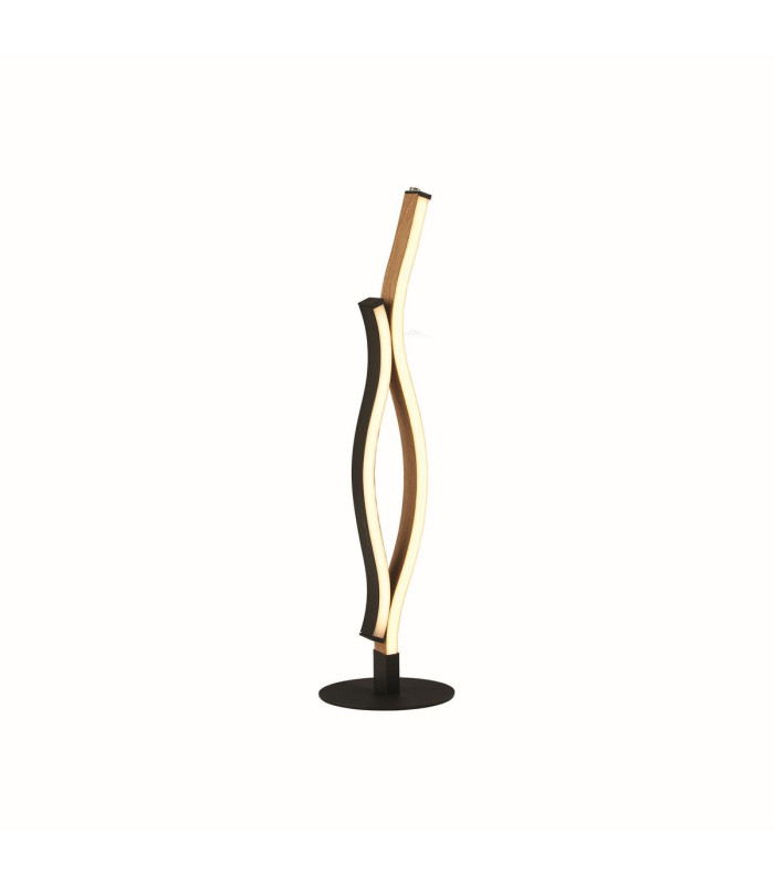 Bloom Swirl LED Table Lamp Black With Wood Effect_Main