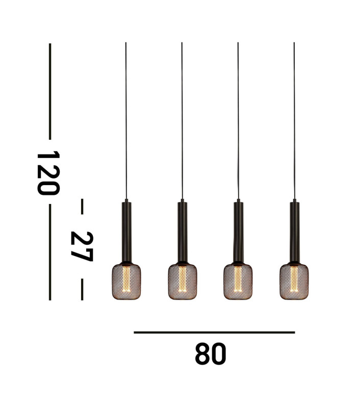Dulwich 4 Light Bar Ceiling Pendant Black_Line