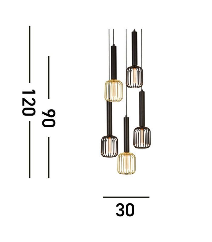 Dulwich 5 Light Mu Lighti Drop Ceiling Pendant Black_Line