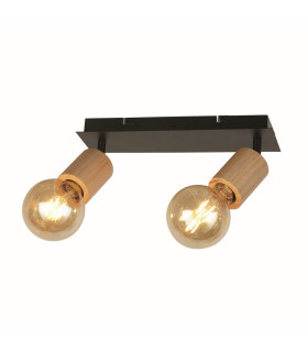Spinny 2 Light Spotlight Wood & Black Metal_Main