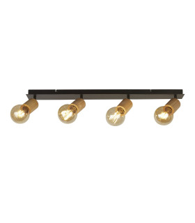 Spinny 4 Light Bar Spotlight- Wood & Black Metal_Main
