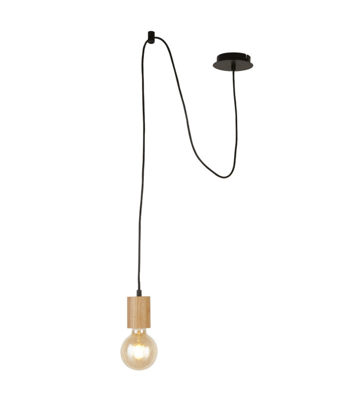 Spinny Ceiling Pendant Wood & Black Metal_Main